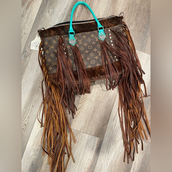 Leather handbag Holy Cow Couture Fringe Cowhide purse LV Vuitton handmade HCC - Picture 4 of 10